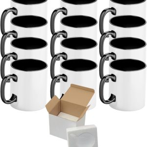 TWISTED ENVY Juego de 12 tazas de sublimación de cerámica de 15 onzas  Interiormango  Negro  Taza de sublimación de grado profesional  Serie de TWISTED ENVY Juego de 12 tazas de sublimación de cerámica de 15 onzas  Interiormango  Negro  Taza de sublimación de grado profesional  Serie de
