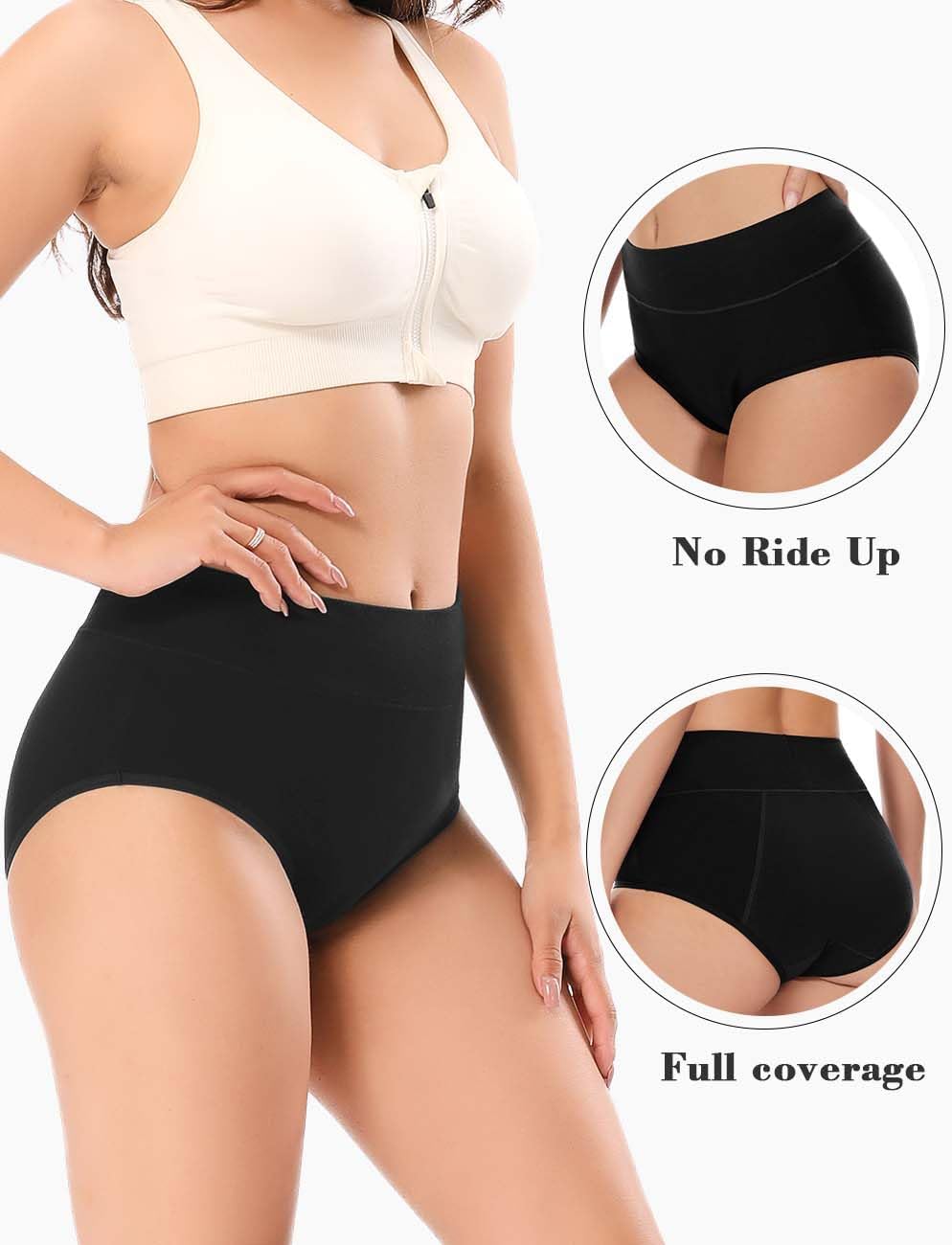 Molasus Ropa interior para incontinencia para mujer, de alto período de absorción, a prueba de fugas, ropa interior de algodón para control de