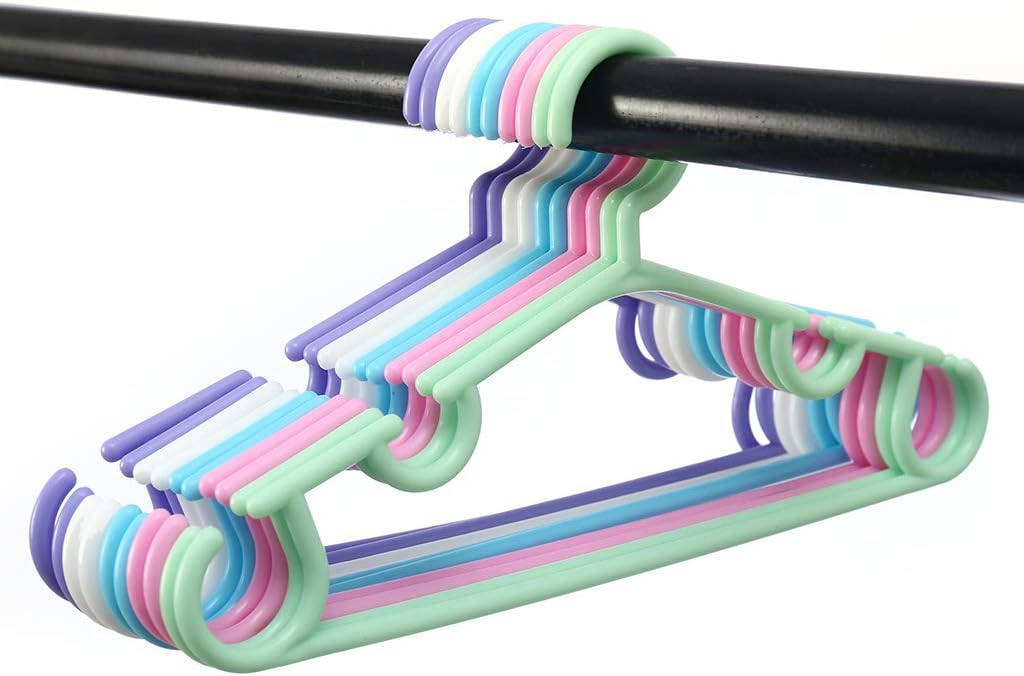 10 piezasjuego de percha tubular para ropa de bebé, perchas de plástico duradero para guardería, camisa, abrigo, pantalones, pantalones, trajes de
