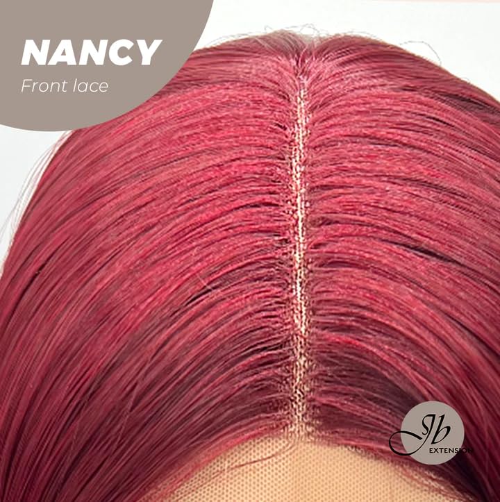 NANCY – Peluca de encaje frontal, pelucas largas y rectas rojas para mujer, pelucas sintéticas naturales para uso diario (pelucas de cabello natural)