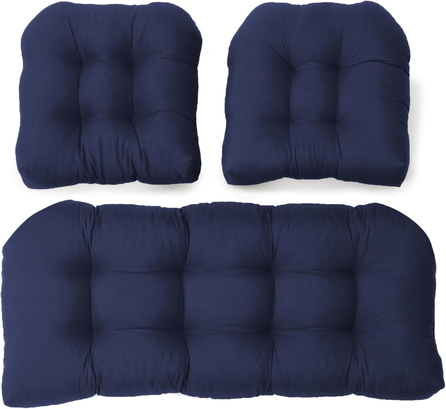 Cojines de asiento de mimbre para patio al aire libre, almohadillas de banco de jardín, cojines de silla para patio, sofá biplaza de mimbre azul