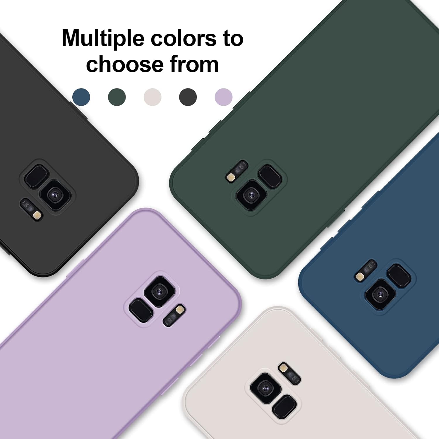 Funda de silicona compatible con Samsung Galaxy S9, funda de cuerpo completo sedoso suave al tacto con protección de cámara, funda a prueba de