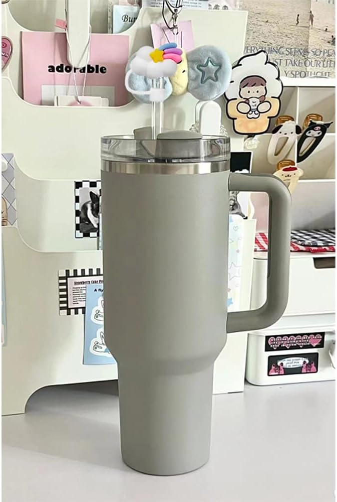 Stanley – Tapas de paja de 0.394 pulgadas con popotes para vasos Stanley de silicona de grado alimenticio de 30 y 40 onzas, a prueba de polvo y