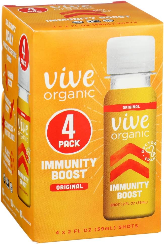 VIVE ORGANIC Organic Original Immunity Boost Shot 4 Pack, 2 FZ