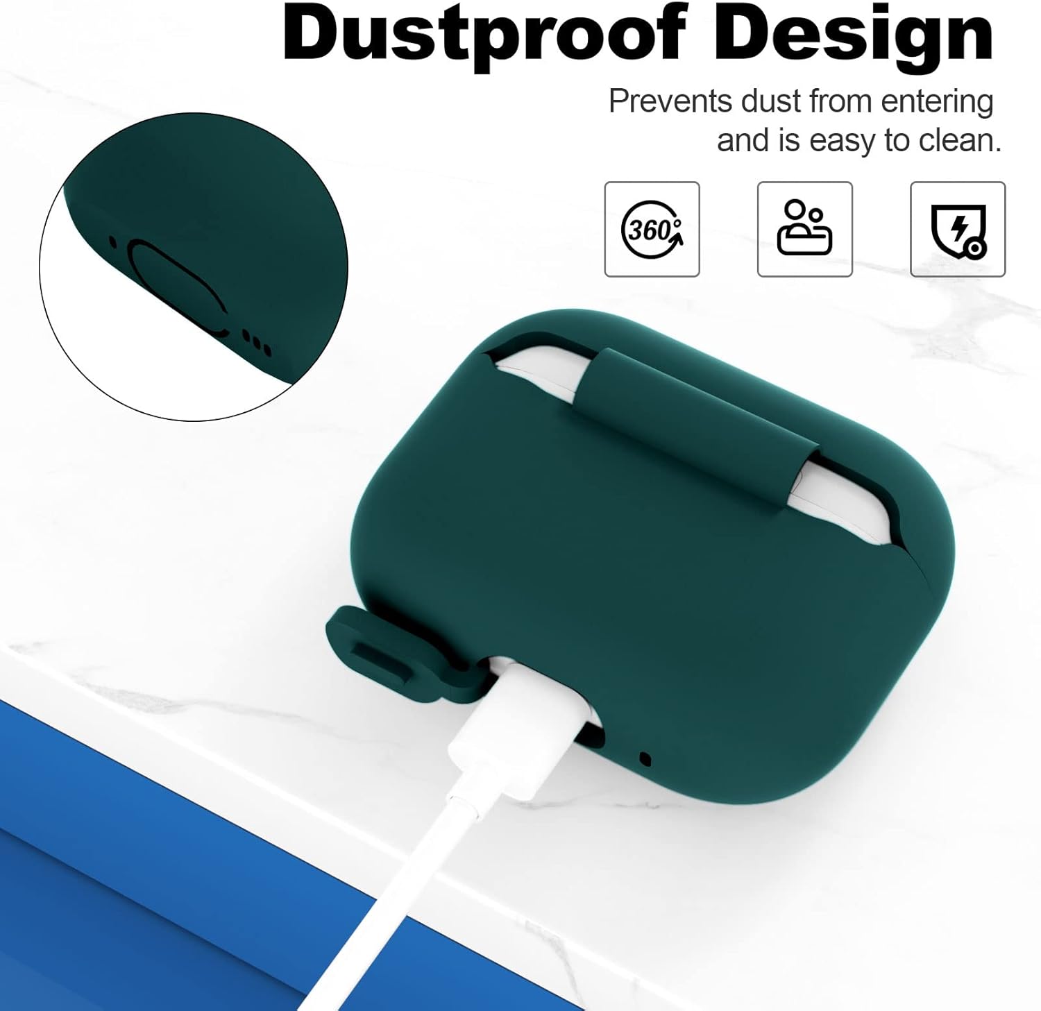 ATUAT Funda para AirPods Pro de 2 generación, accesorios protectores de silicona con llavero para mujeres y hombres para Apple AirPods Pro Gen 2