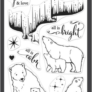 Hero Arts CM718 Northern Lights – Juego de sellos transparentes de osos polares Hero Arts CM718 Northern Lights – Juego de sellos transparentes de osos polares