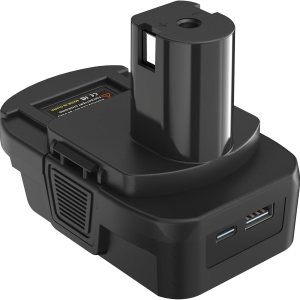 Convertidor adaptador de batería DM18RL con puerto USB y tipo C para uso con herramientas de batería de litio Ryobi de 18 V, convierte la batería Convertidor adaptador de batería DM18RL con puerto USB y tipo C para uso con herramientas de batería de litio Ryobi de 18 V, convierte la batería