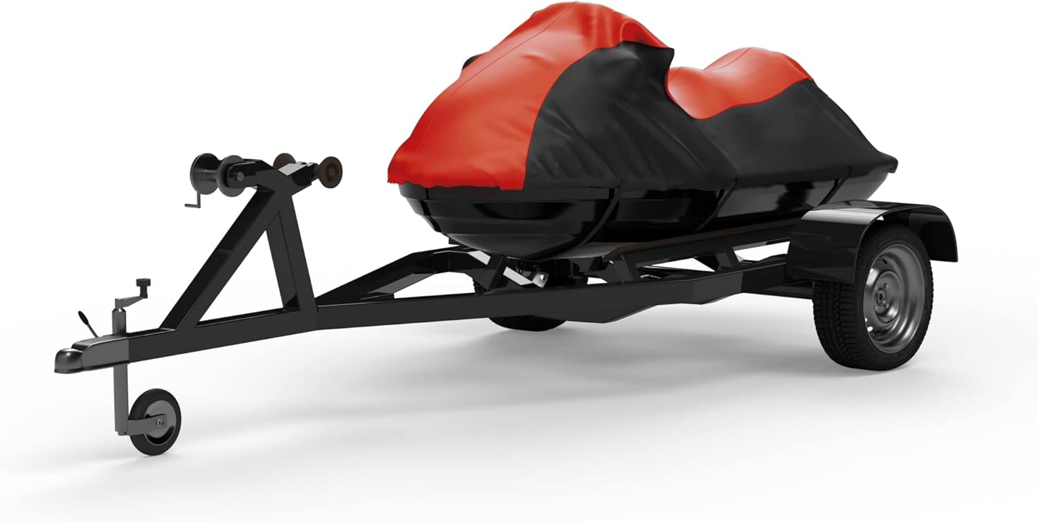 Funda impermeable para moto acuática compatible con SEA DOO GTI 1997-2000, color rojonegro, remolcable, protege de la lluvia, el sol y mucho más.