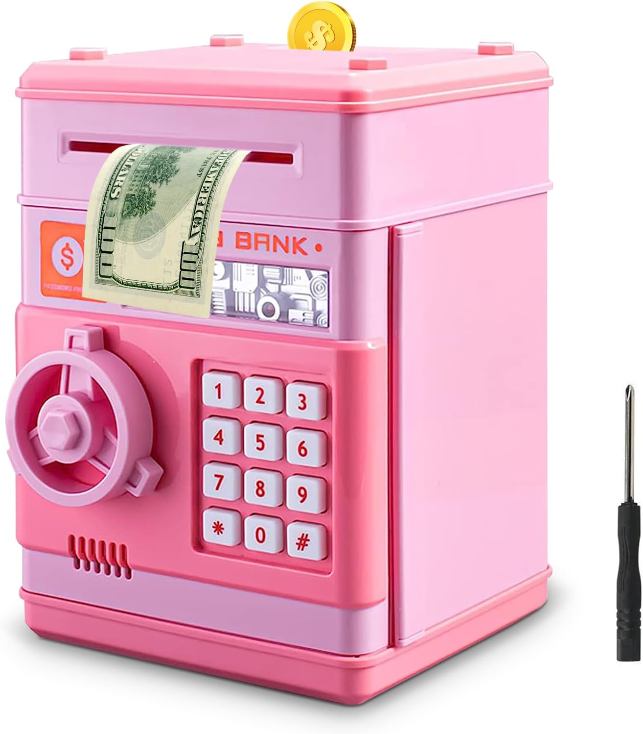 Alcancía Boalord para niños y niñas, contraseña electrónica de cajero automático, alcancía, moneda, puede desplazarse automáticamente, caja de