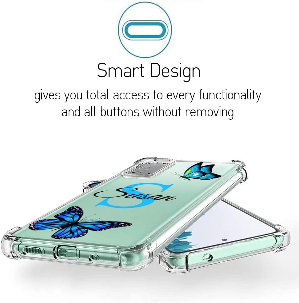 Funda transparente con nombre personalizado e inicial, compatible con Samsung Galaxy S21+ S20 Ultre S10 FE S9 Plus S8 Note 20 10 Pro 9 8, funda