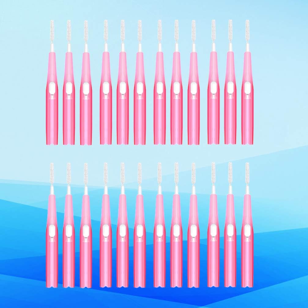 EXCEART Cepillo interdental, cepillo interdental, cabeza de hilo dental, cepillo de higiene dental, herramienta de limpieza dental (rosa, 0.024 in)