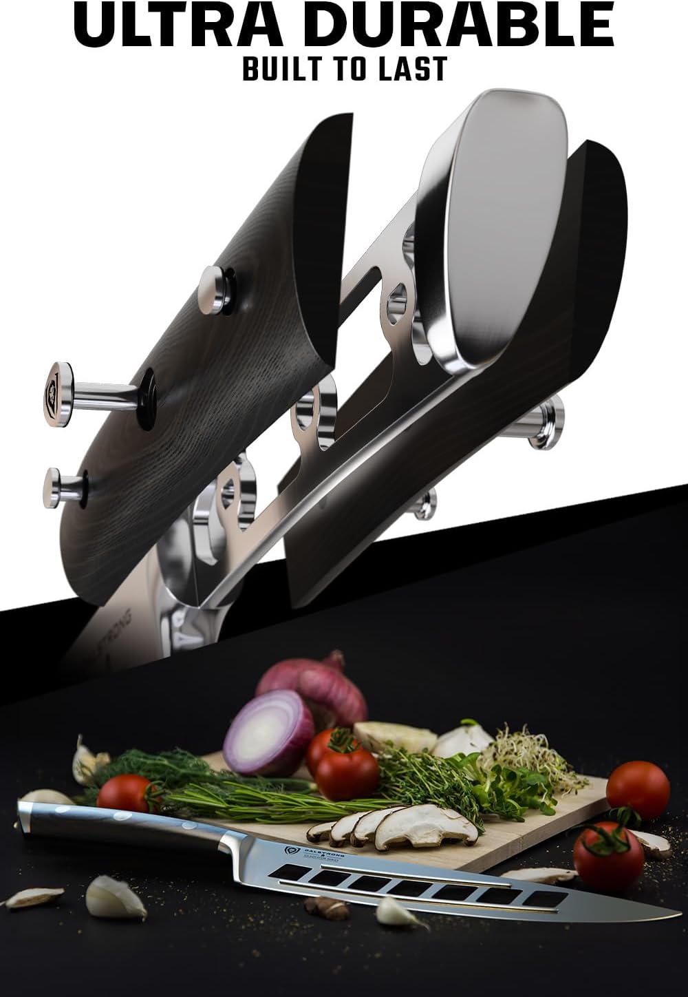 DALSTRONG – Cuchillo de chef, serie Gladiador, acero forjado alemán de alto carbono ThyseenKrupp, espiga completa, con funda