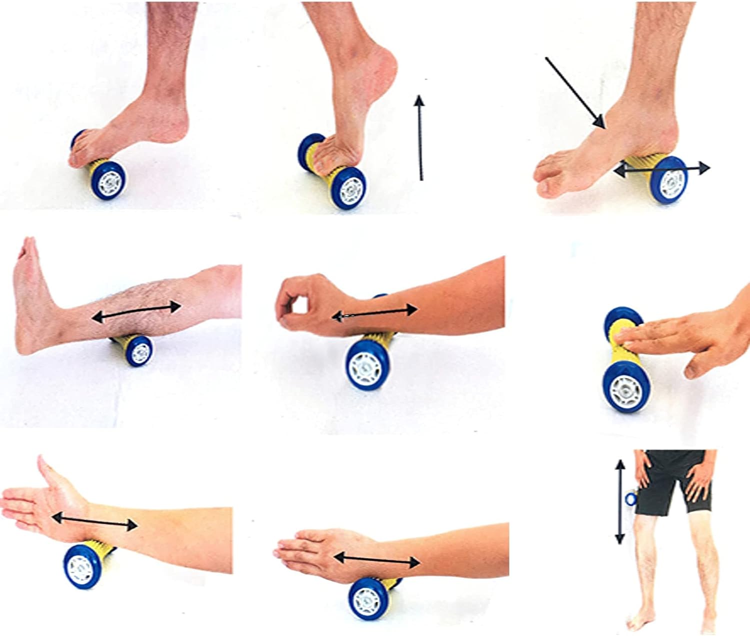 GreenLife – Masajeador de pies para aliviar la fascitis plantar, rodillo de masaje de pies con 2 bolas de masaje firmes para dolor de espalda,