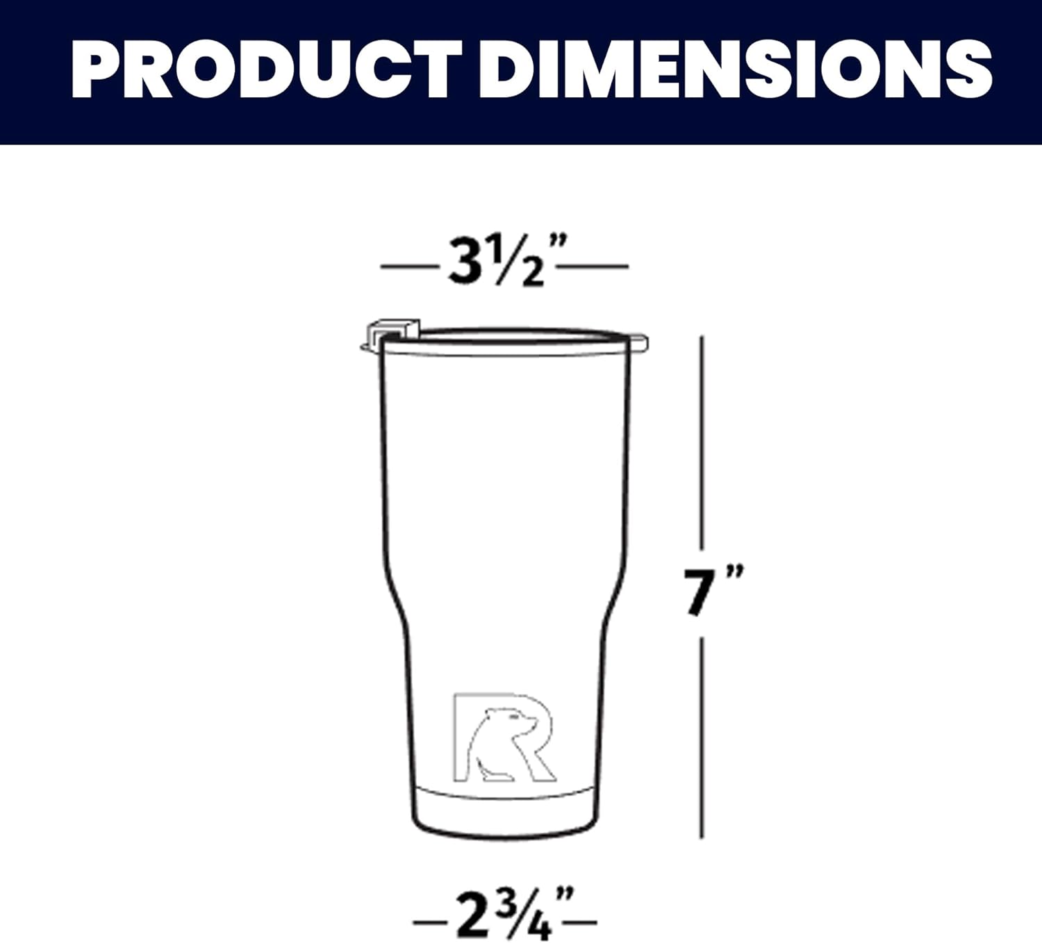RTIC Vaso aislado de acero inoxidable de 20 onzas con tapa, a prueba de derrames, bebidas calientes y frías, taza térmica portátil para automóvil,