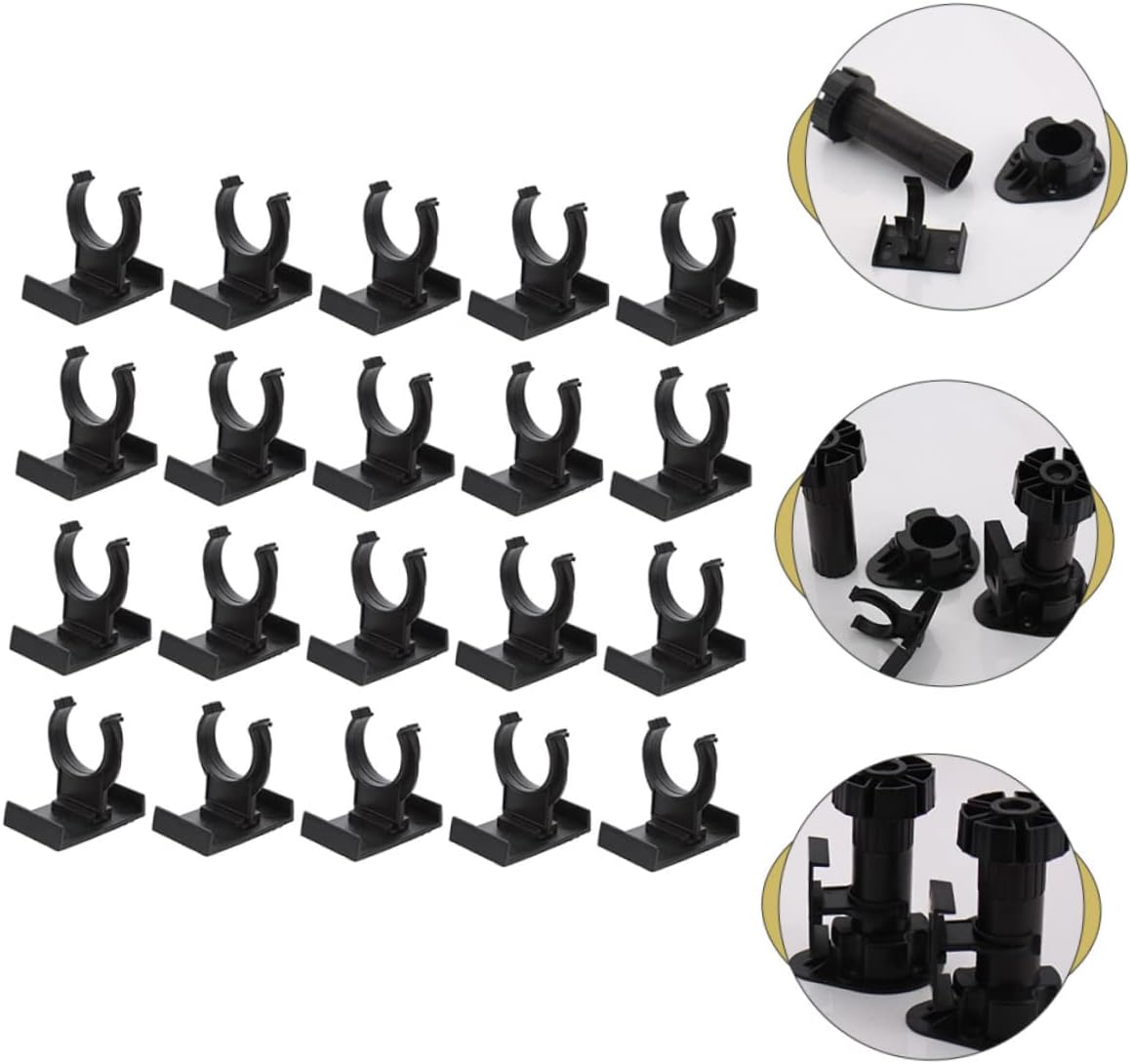DOITOOL 24pcs ajuste hebilla de pie base ajustable negro gabinete negro muebles muebles accesorios zócalo Kick Zócalo Bordes Clip Pp Negro Armario