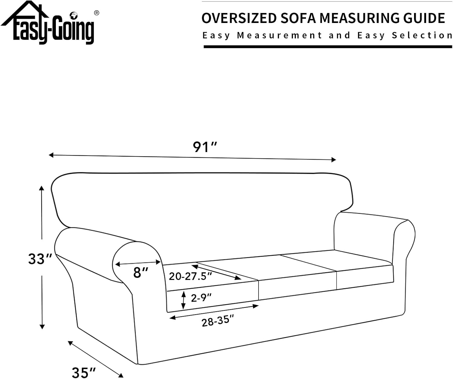 Easy-Going Funda 100% impermeable doble de gran tamaño, elástica, suave, para sofá, para sofá de 3 cojines separados, protector de muebles a prueba