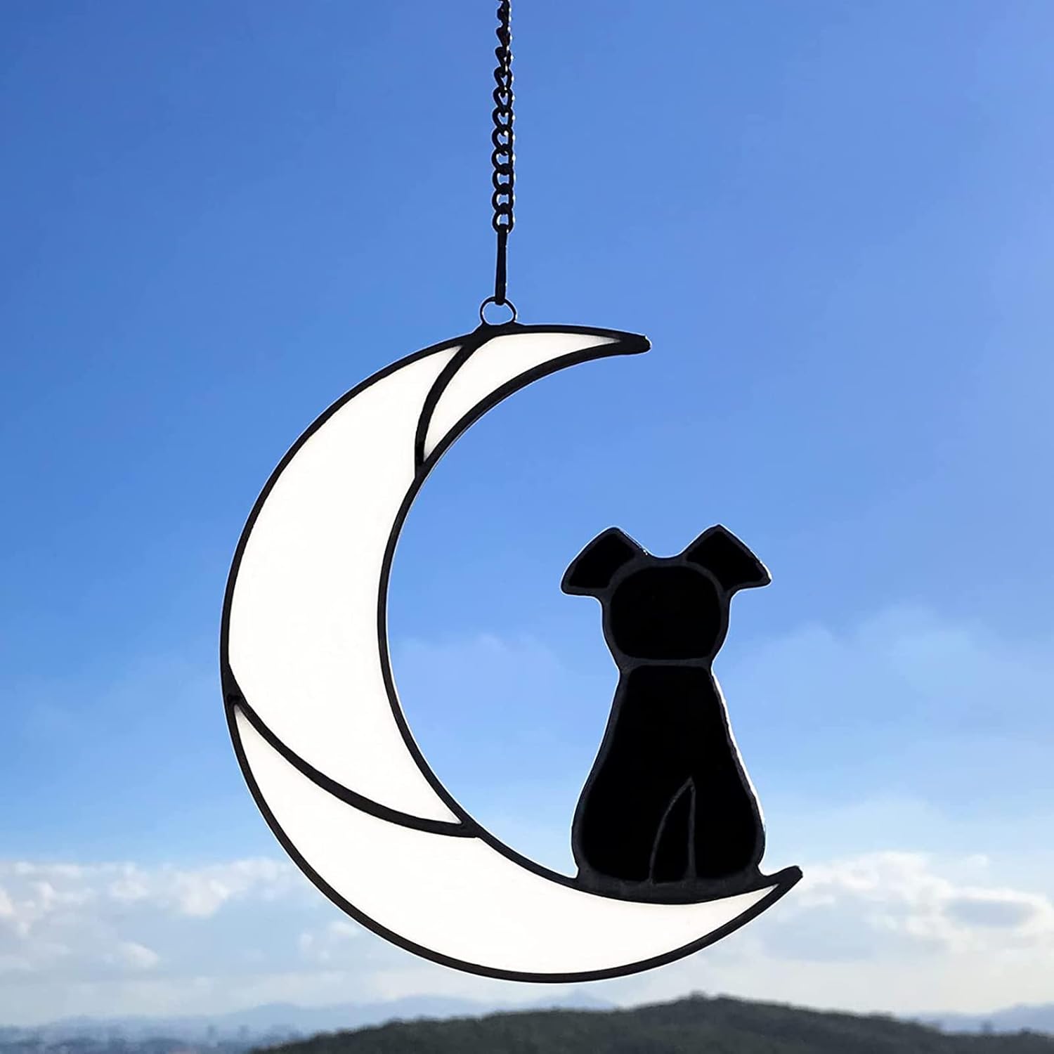 Regalos conmemorativos para perros con vitrales, para amantes de los perros, atrapasoles para paneles de ventana, adornos de Halloween, arte de