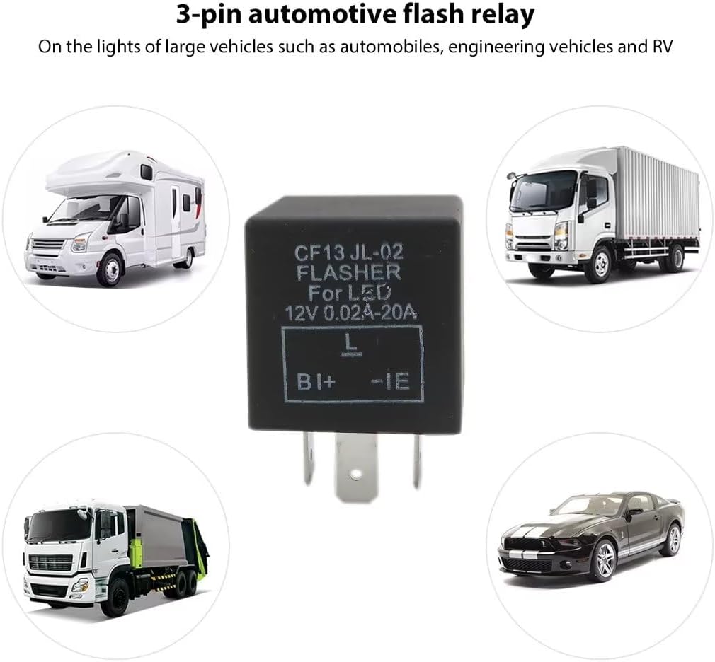 3-Pin CF13 JL-02 Adjustable LED Flasher Relay for Turn Signal Light Hyper Flash Fix Replacement for 2017 Hyundai Creta GLS Premium Sport Utility