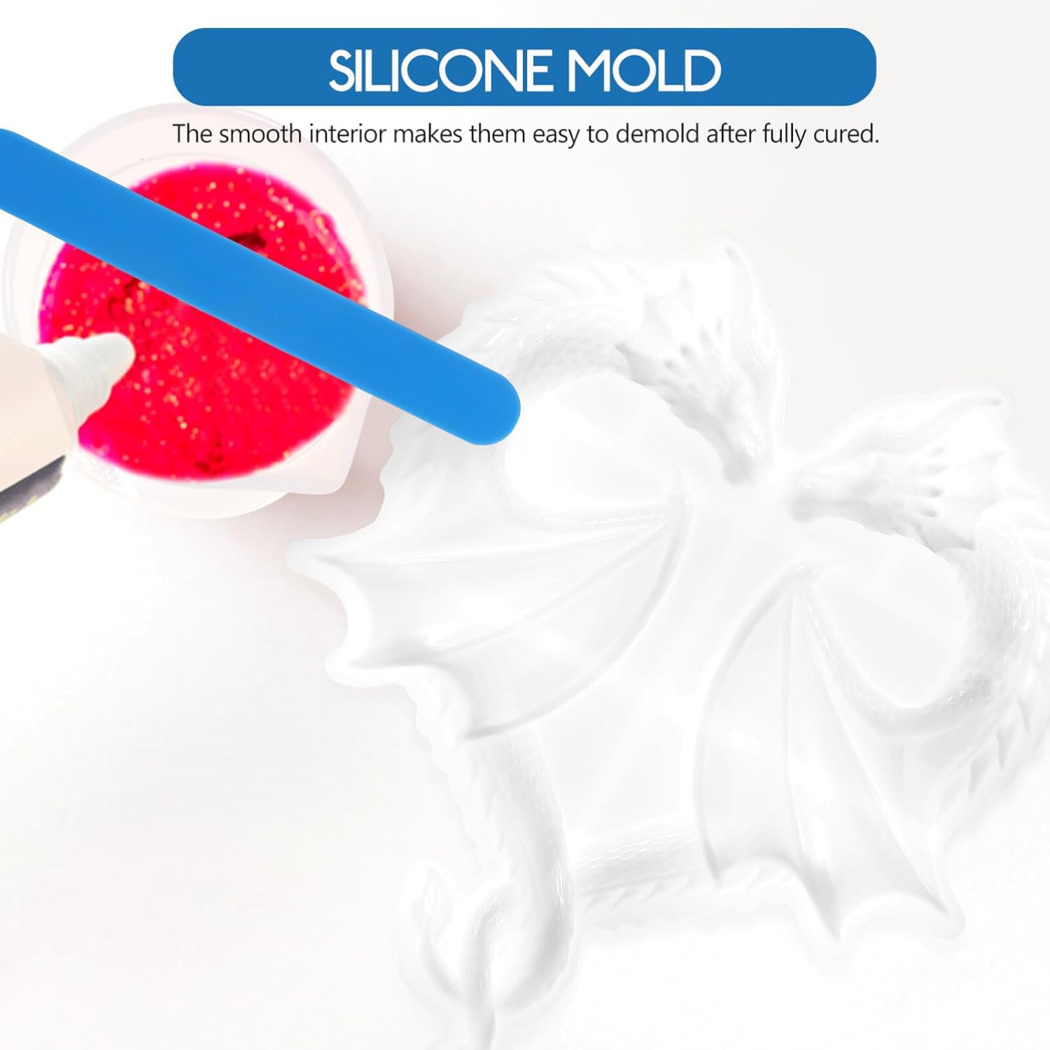 EXCEART Molde de silicona de dragón 3D, molde de resina de corazón de dragón doble, molde de fundición en forma de dragón para manualidades,