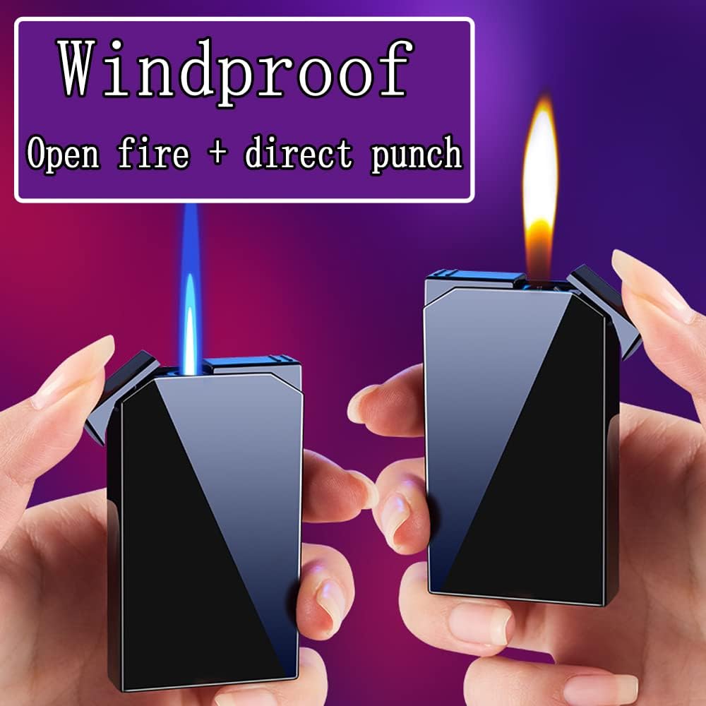 Encendedor de antorcha, encendedor fresco, encendedor de butano a prueba de viento, método de doble encendido, llama de chorro ajustable y luz