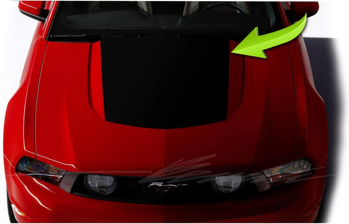 Hood Buldge – Calcomanía opaca a rayas compatible con Ford Mustang GT 2010-2014 (negro mate)