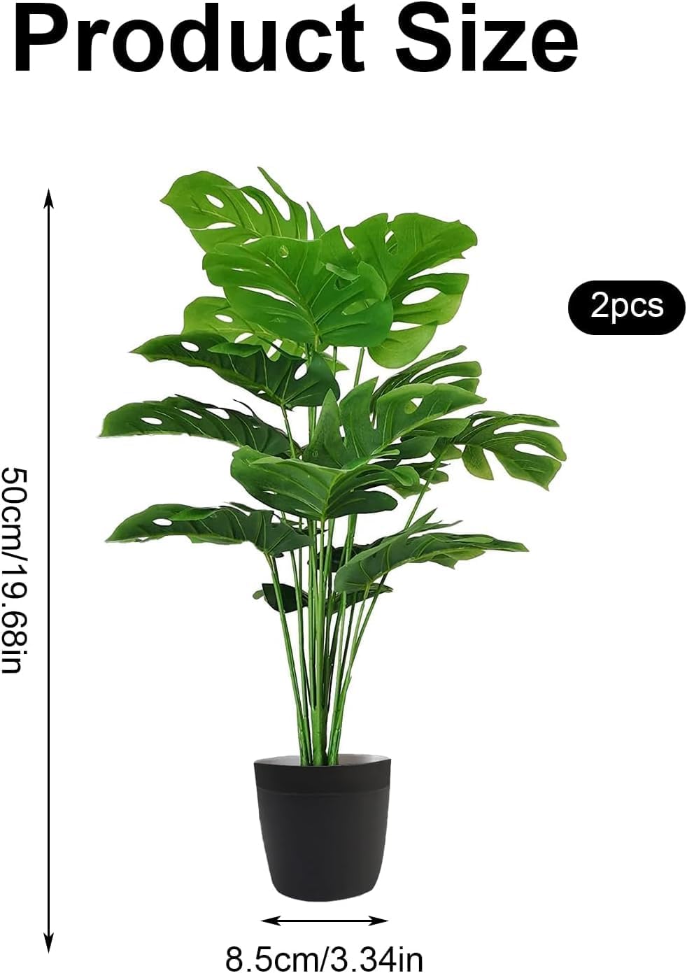 2 plantas artificiales, plantas artificiales de palmera, hojas de palmera artificiales, plantas artificiales para decoración de interiores y