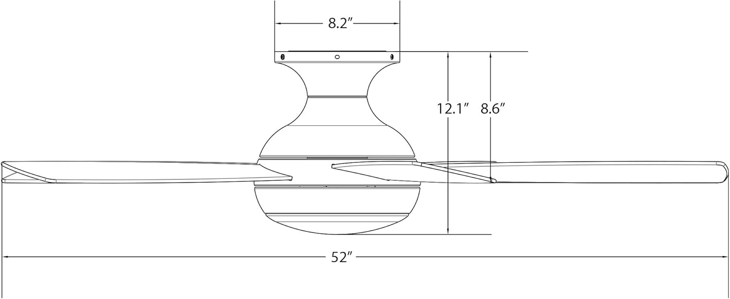 WAC Smart Fans Odyssey – Ventilador de techo empotrado de 5 aspas para interiores y exteriores, de níquel cepillado de 52 pulgadas con kit de luz