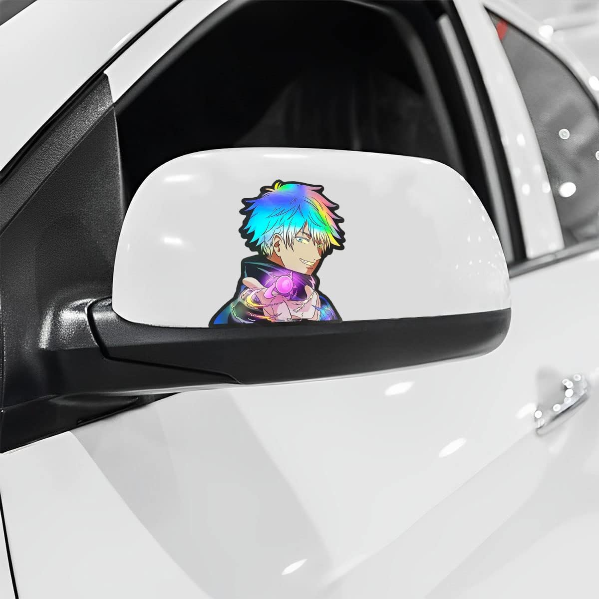 Paquete de 3 calcomanías de anime para automóvil, holográficas, impermeables, calcomanías de anime para automóviles, motocicletas, laptop, maletero,