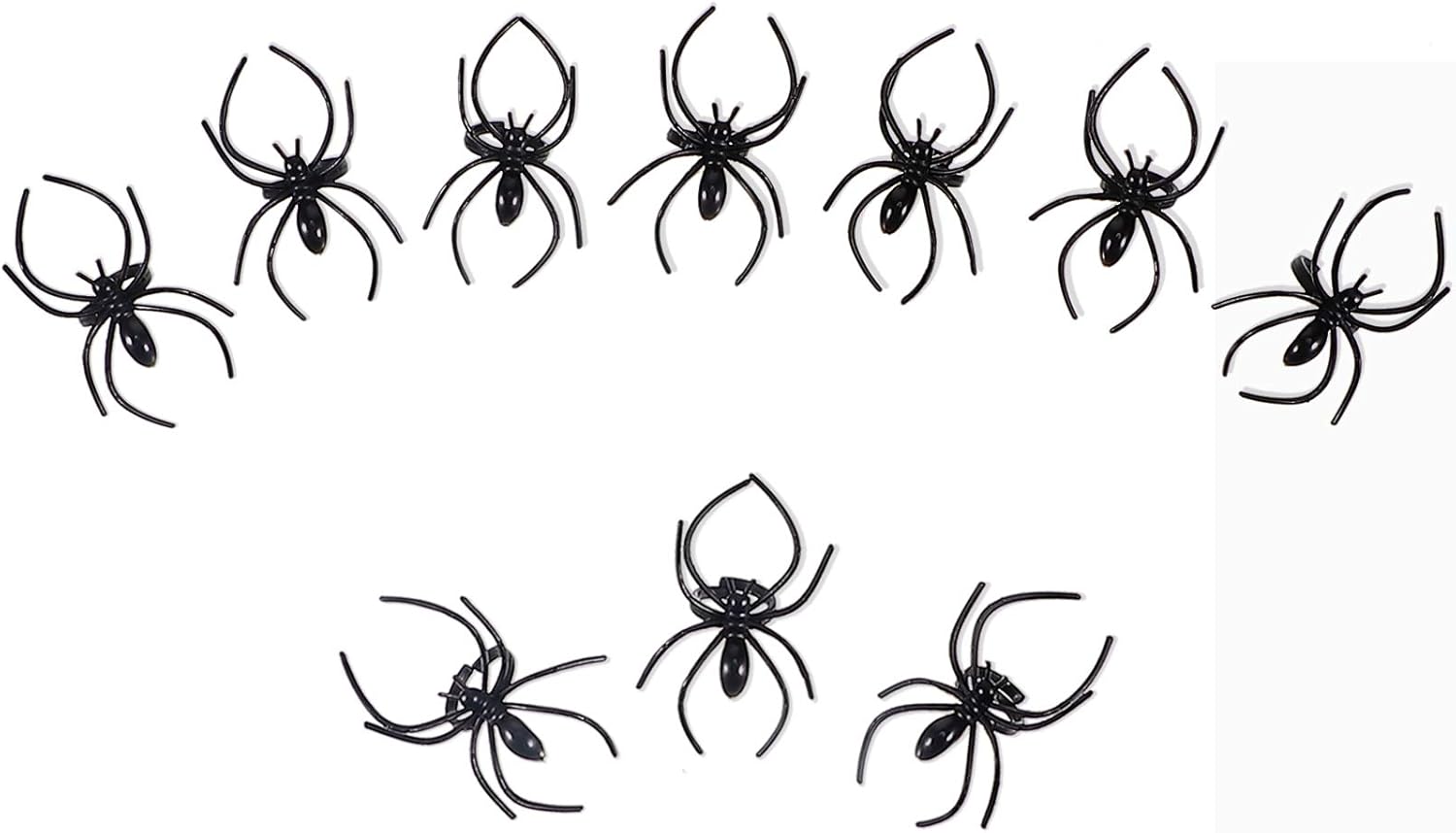 120 anillos de araña, anillos de Halloween para niños, decoración de cupcakes de araña de plástico a granel para niños, accesorios de disfraz de
