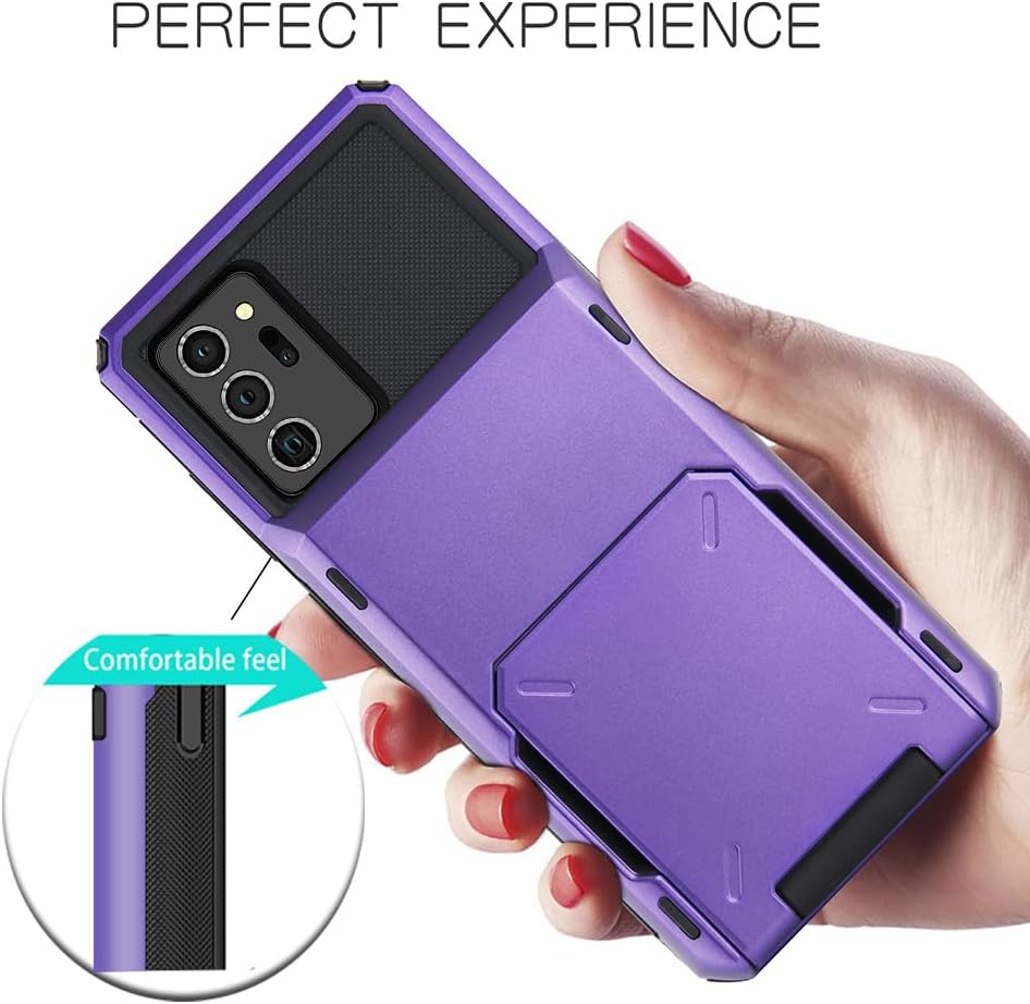 Funda tipo cartera para Galaxy Note 20 Ultra con ranura para identificación, resistente a los arañazos, de doble capa, carcasa de goma de