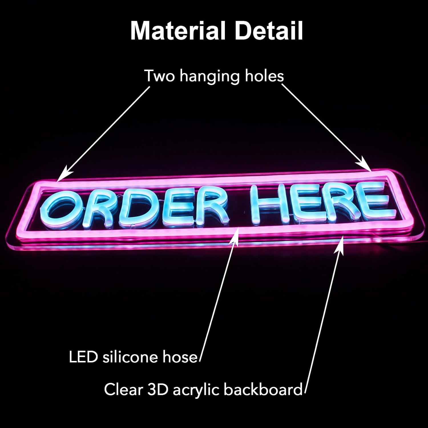 Letrero de luz de neón con letras rosas y azules, luz de neón, letrero de neón para negocios, letrero de neón para negocios, sala de juegos, bar,