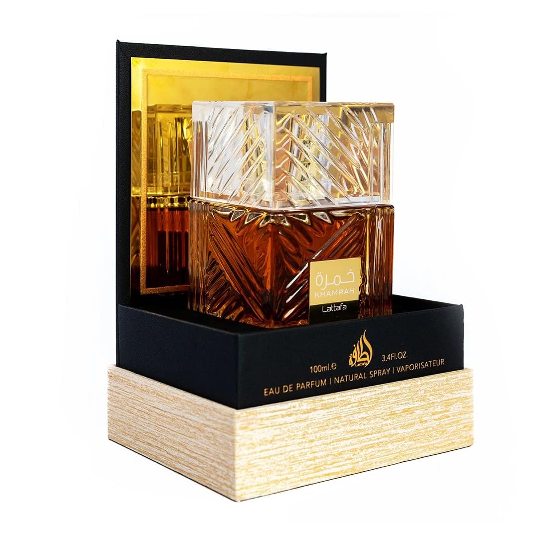 Lattafa Fakhar Gold Extrait Eau de Perfume en aerosol, 3.4 onzas y Khamrah Eau de Parfum en aerosol, paquete de fragancia de 3.4 onzas para mujeres