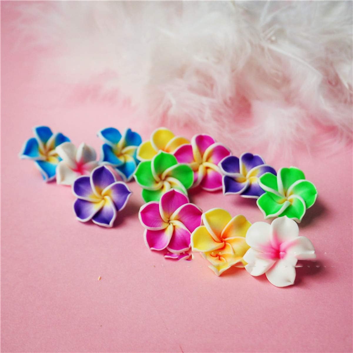 Healifty Accesorios de girasol, 20 unidades, arcilla polimérica, espaciador de flores de plumeria, cuentas sueltas, abalorios florales para hacer