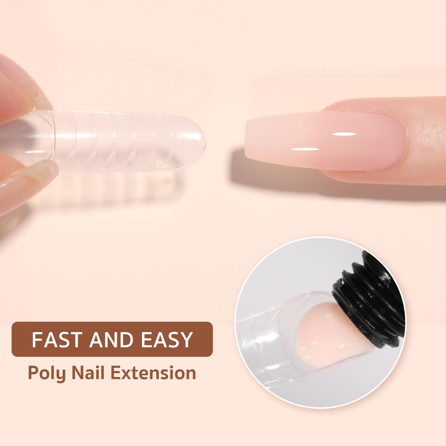 GAOY Juego de gel de poliéster, kit de gel de extensión de uñas, 6 colores clásicos, rosa, nude, negro, gel constructor de uñas para arte de uñas,