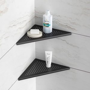 Neodrain Juego de 2 estantes esquineros de pared de color negro mate de 10 pulgadas, estantes de esquina flotantes para pared, estantes de Neodrain Juego de 2 estantes esquineros de pared de color negro mate de 10 pulgadas, estantes de esquina flotantes para pared, estantes de