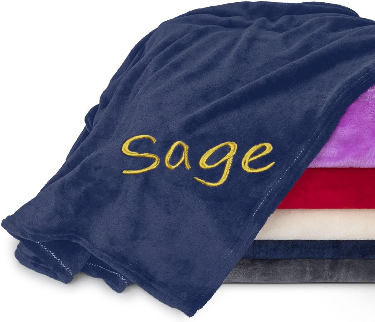 Mantas personalizadas para adultos con nombre bordado, manta personalizada con monograma para él y ella, manta de vellón súper suave y acogedora,