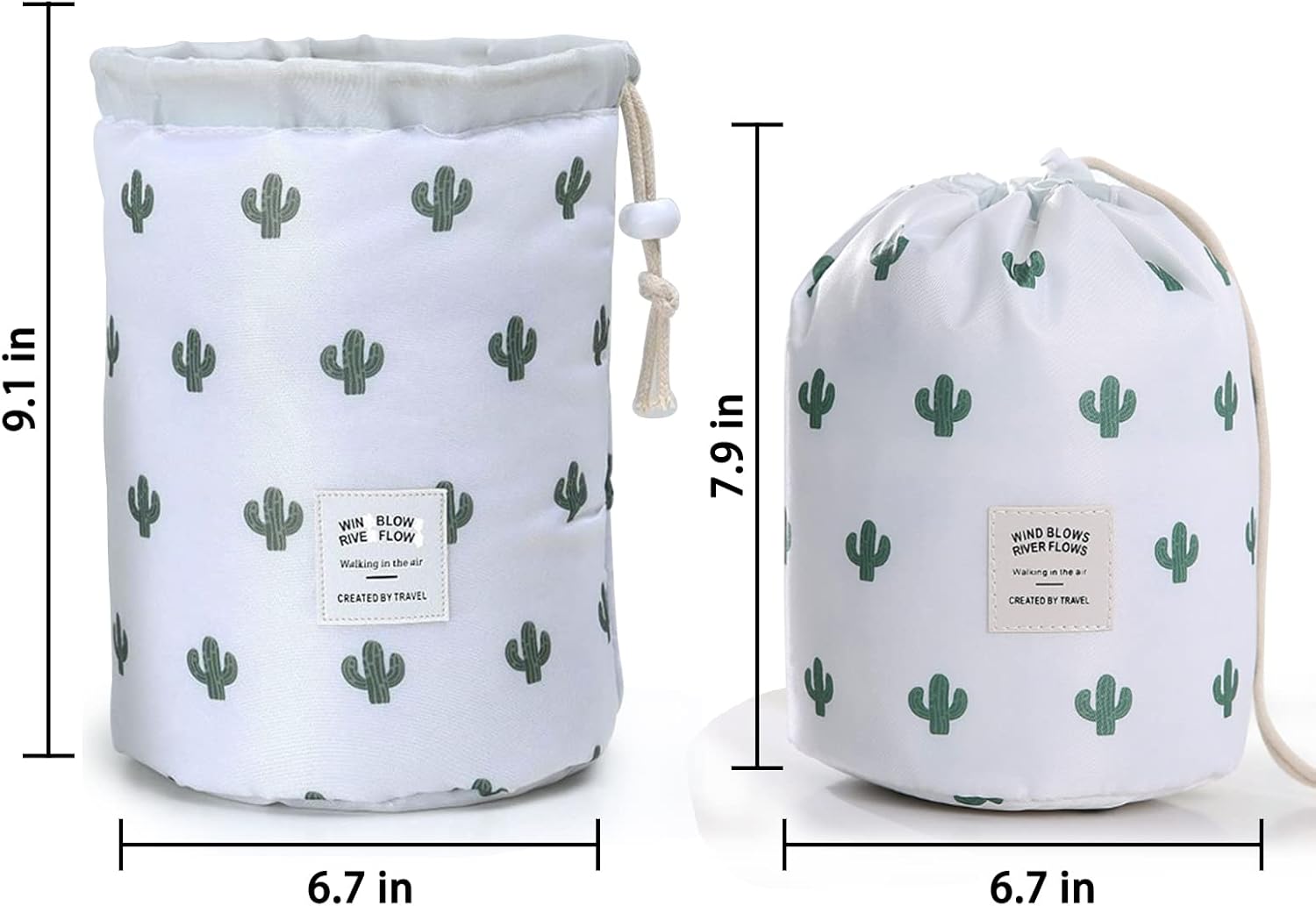 INVODA Bolsa de cosméticos de viaje para mujer, organizador de maquillaje con cordón, portátil, multifuncional, impermeable, bolsa de barril de