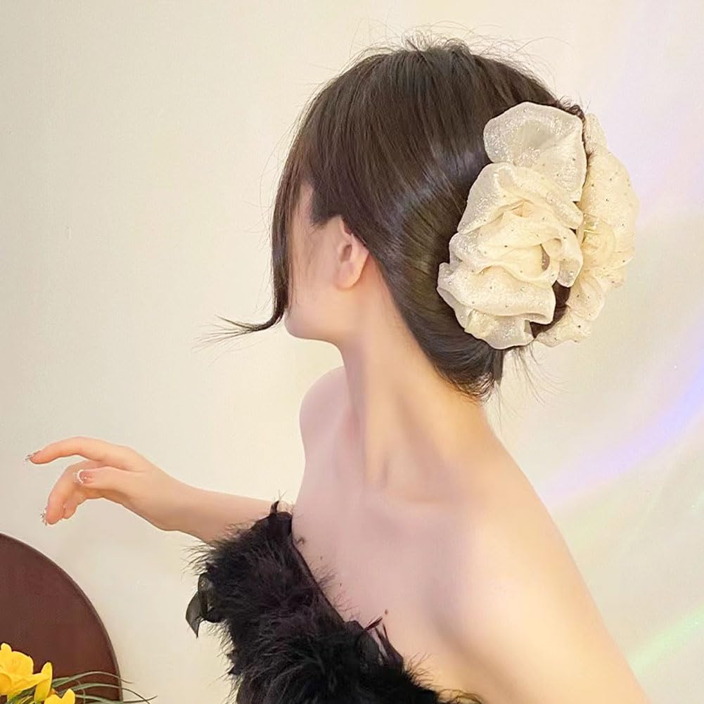 2 pinzas para el cabello de seda, de gasa, pinzas grandes con diamantes de imitación, lazos, pinzas para el cabello, barrtette, accesorios para el