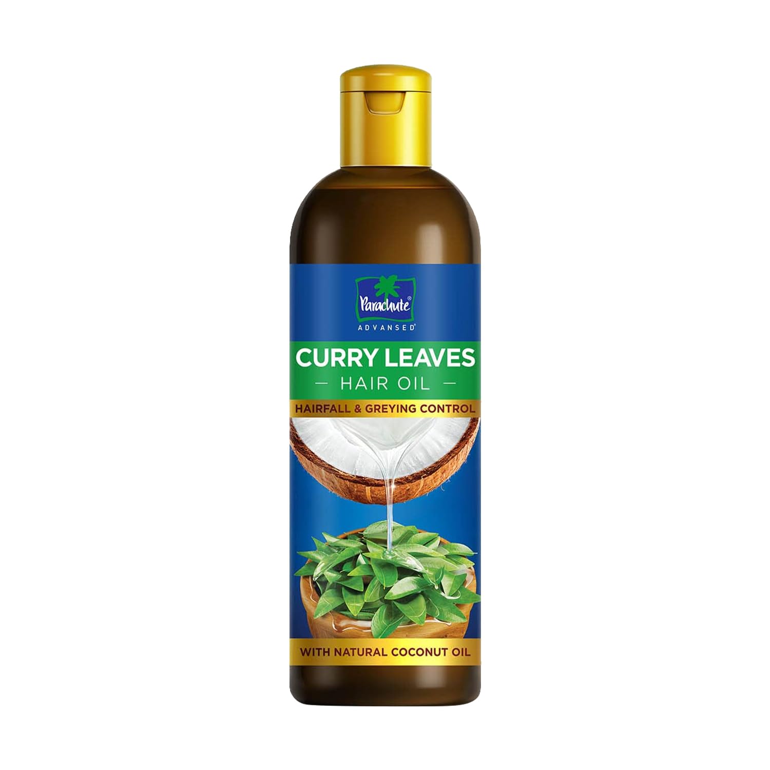 Parachute Advansed Aceite para el cabello con hojas de curry con aceite de coco natural y vitamina E, reduce la caída del cabello y retrasa el