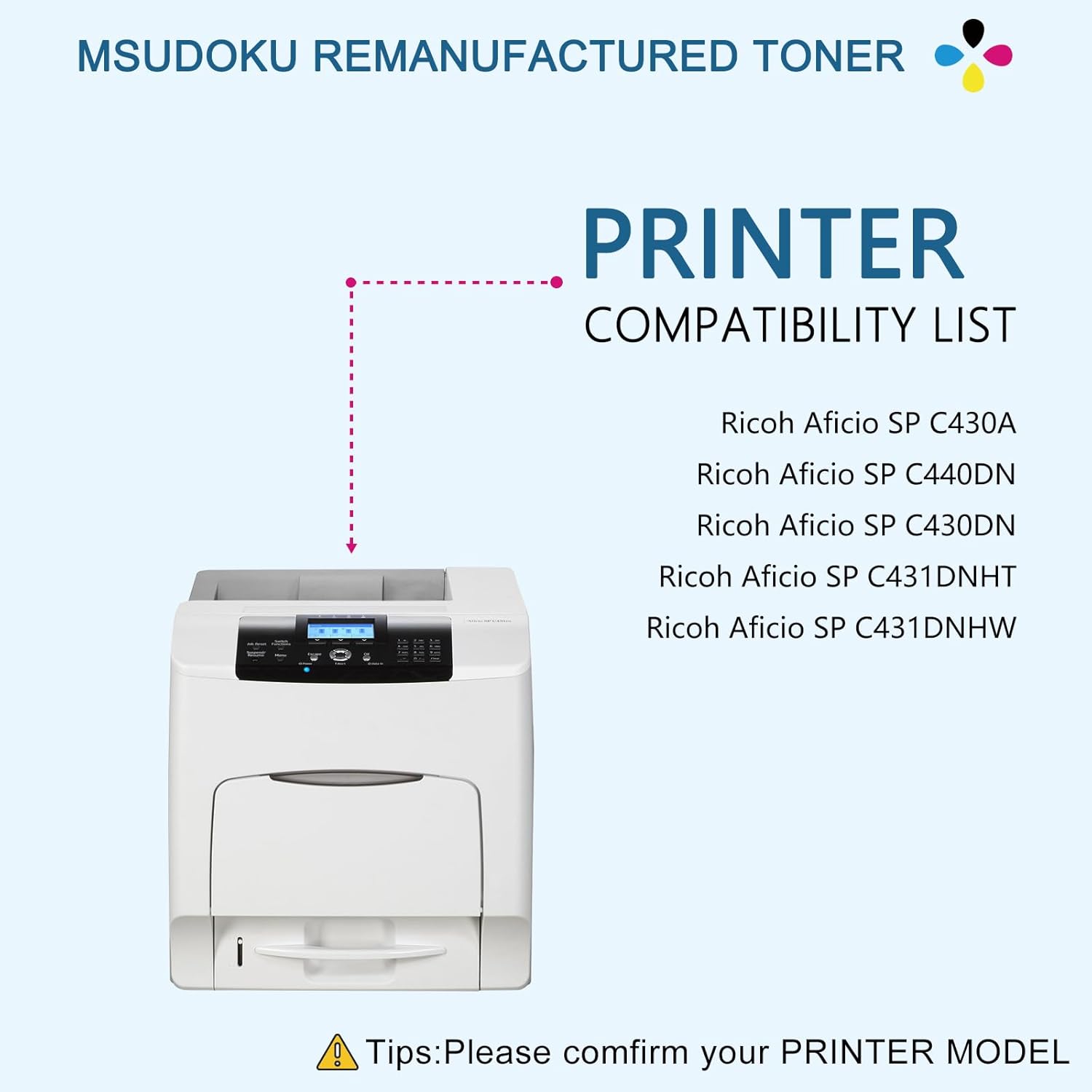 Cartucho de tóner compatible SP C430A C440DN, paquete de 4 unidades de repuesto para Ricoh 821105 821106 821107 821108 Uso con Ricoh Aficio SP C430A