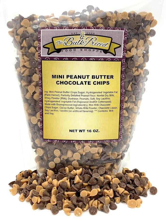 Mini chispas de chocolate con mantequilla de maní (bolsa resellable con cierre de cremallera de 1 libra