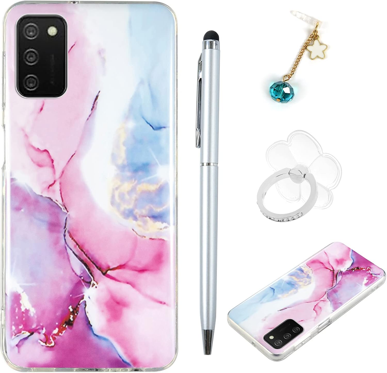 Funda compatible con Samsung Galaxy A03s, diseño de mármol mate, delgada, elegante, suave, flexible, funda protectora de TPU con tecnología IMD con