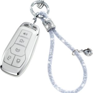 COXTOBRH Funda para llavero Ford con llavero de cristal para automóvil, protección para Ford Fusion Mustang F150 Edge Explorer Lincoln MKZ MKC MKX, COXTOBRH Funda para llavero Ford con llavero de cristal para automóvil, protección para Ford Fusion Mustang F150 Edge Explorer Lincoln MKZ MKC MKX,
