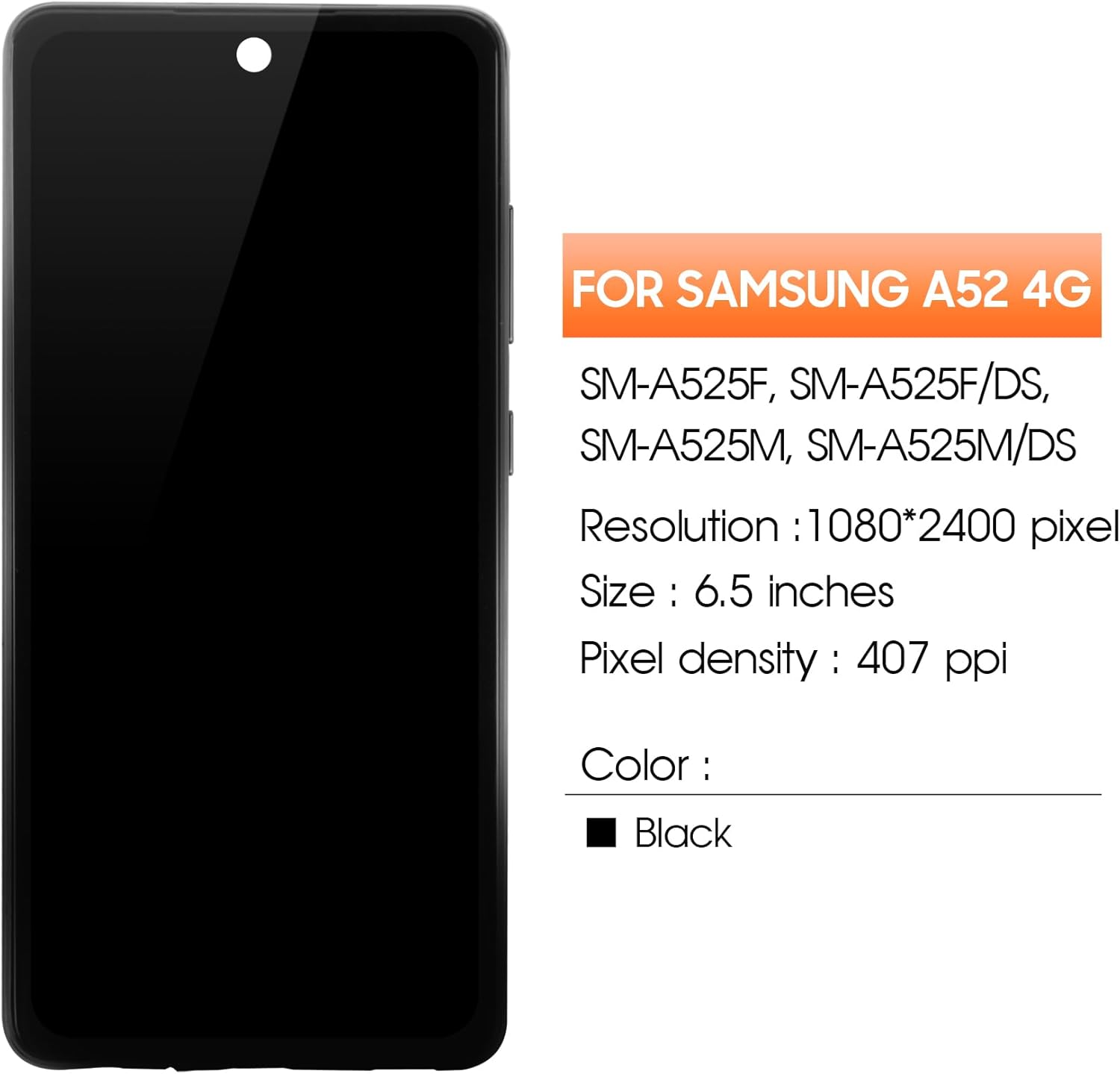 Incell – Pantalla LCD para Samsung Galaxy A52 4G de repuesto para Samsung A525 pantalla LCD SM-A525F, SM-A525M pantalla táctil digitalizador