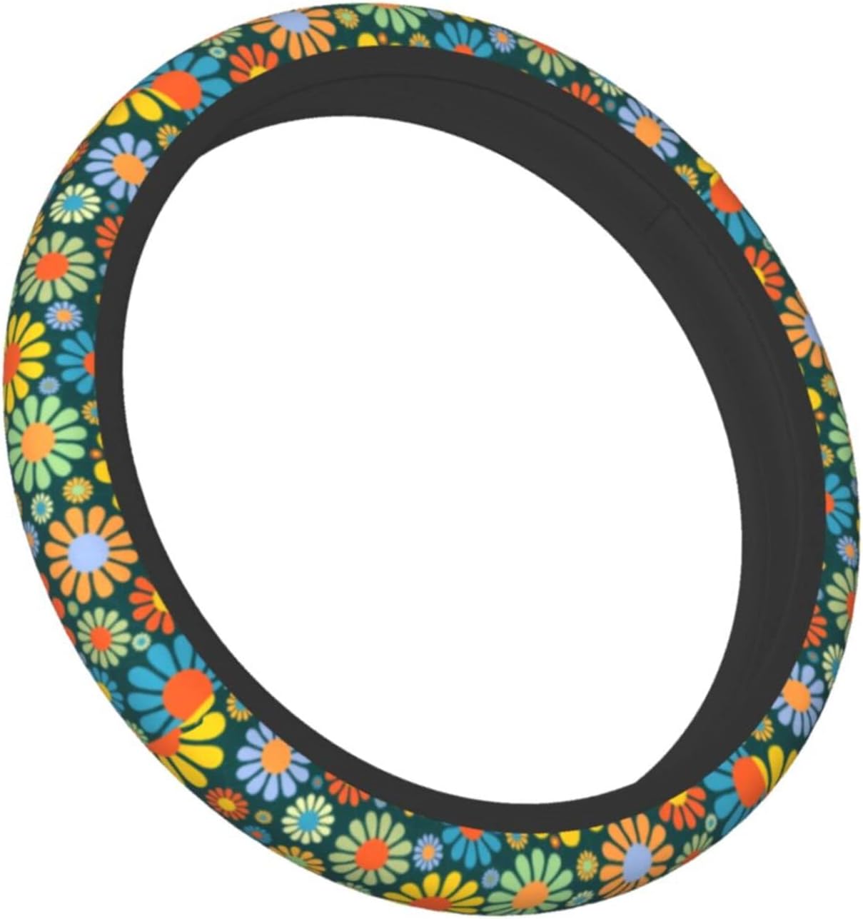 Funda universal para volante de automóvil de flores hippie de 15 pulgadas, transpirable, antideslizante, accesorios de automóvil para la mayoría de
