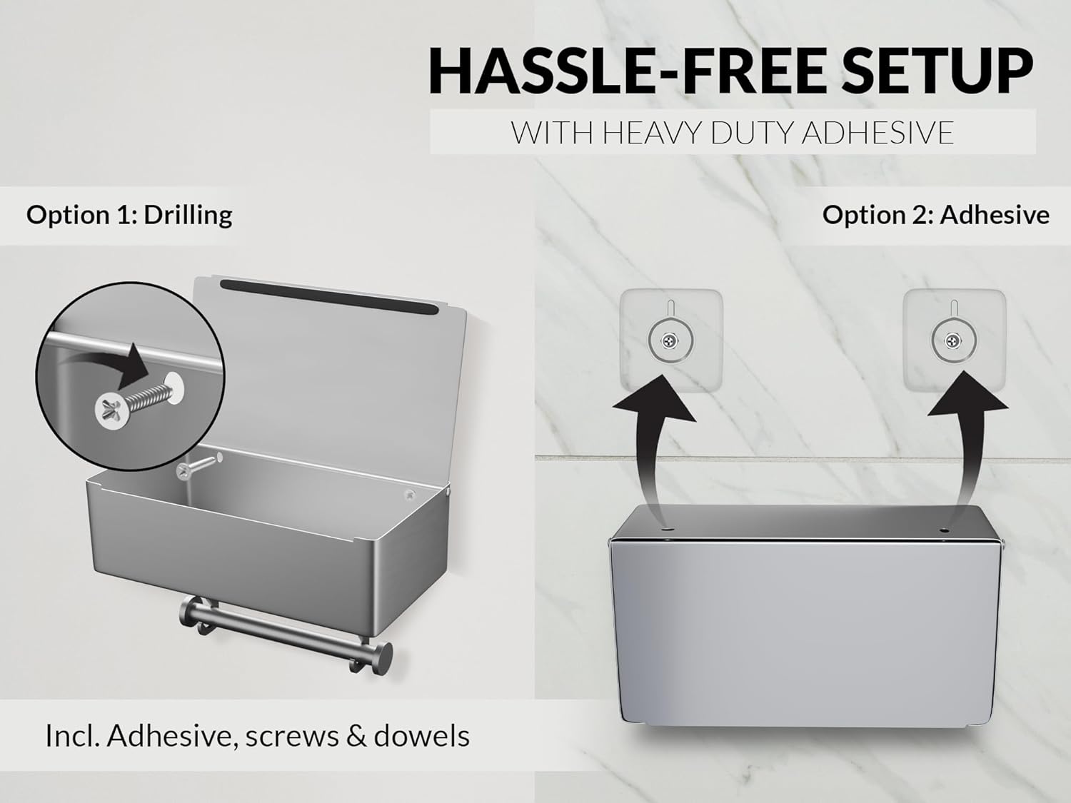 KYGUY – Soporte de papel higiénico de acero inoxidable – Moderno portarrollos – Dispensador de papel higiénico de montaje en pared – Soporte TP para