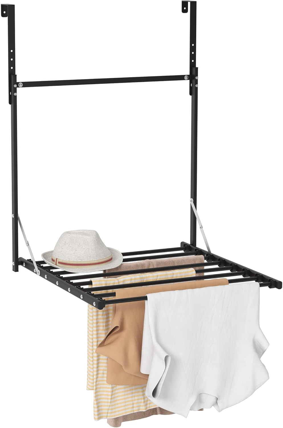 TZAMLI Tendedero plegable para colocar sobre la puerta, para interiores, para colgar en la pared, colgador de ropa, secadora de ropa de metal, color