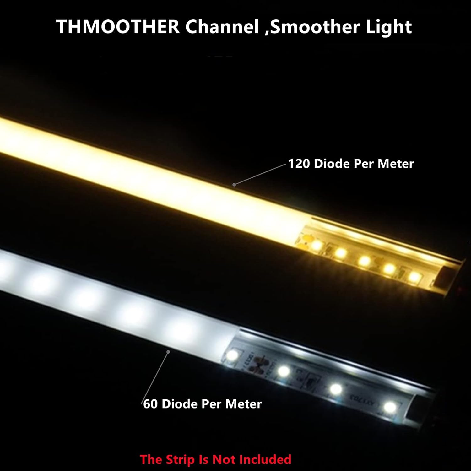 THMOOTHER Difusor de canal LED en forma de U de 6.56 pies preperforado, paquete de 8 perfiles de aluminio con cubierta lechosa, montaje en