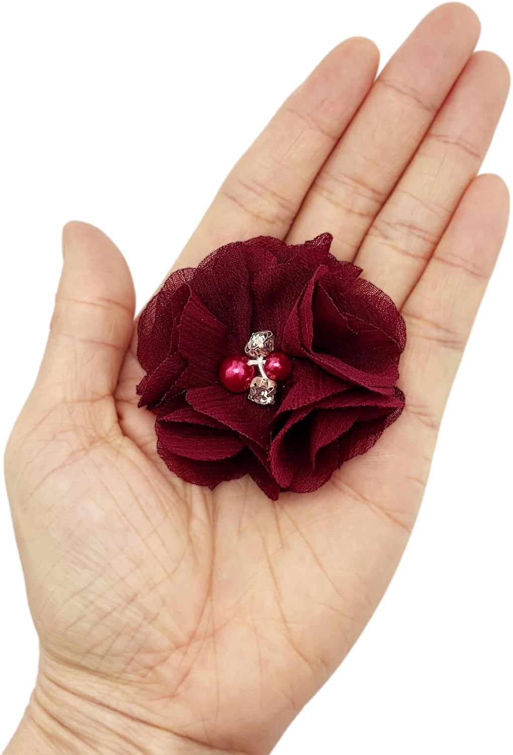 30 piezas de flores de gasa con diamantes de imitación de 2 pulgadas, apliques de tela de costura para ropa, manualidades, fiestas, decoración de