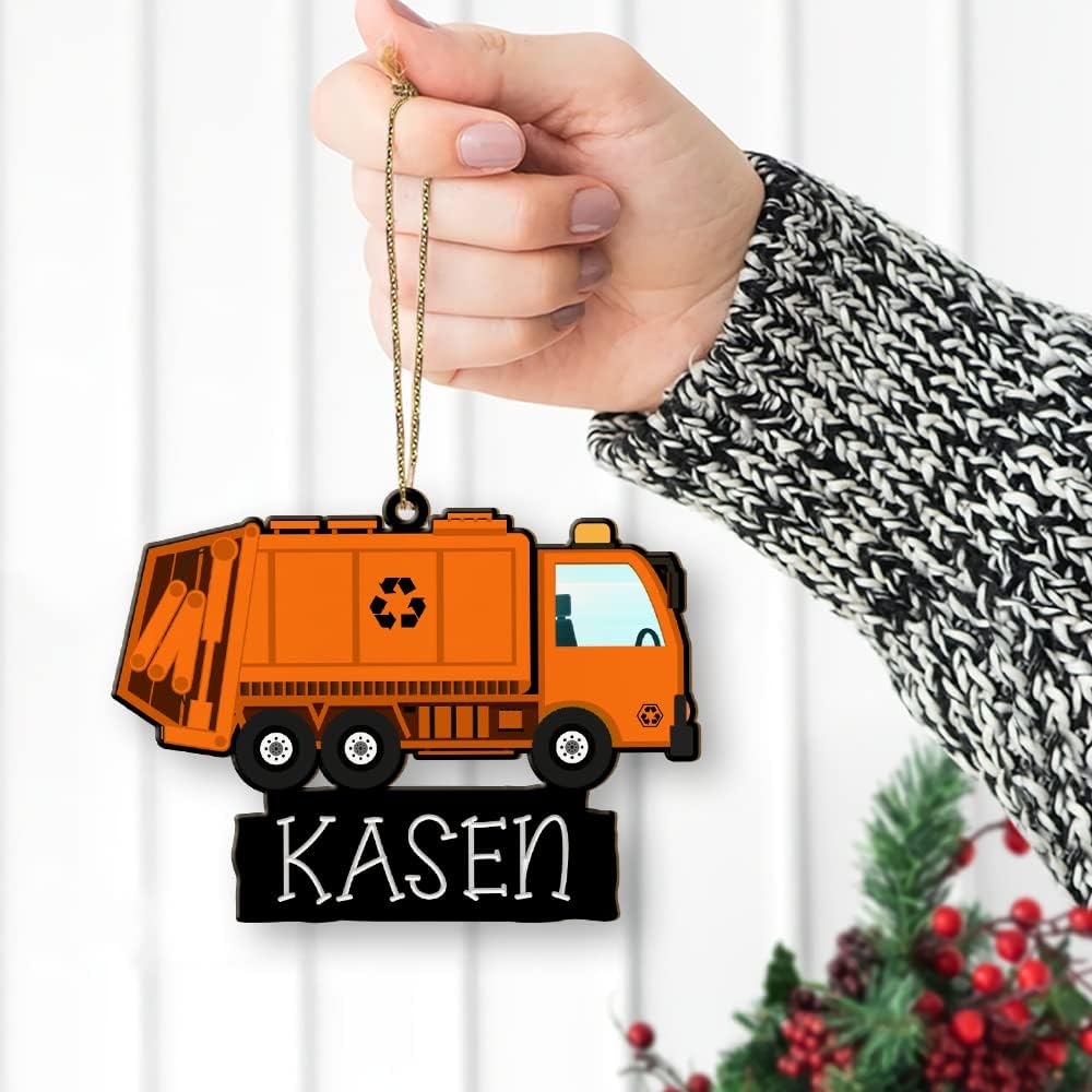 Adorno de Navidad personalizado para camión de basura, adorno de camión de basura, adorno de basurero, regalo de recolector de basura, adorno de